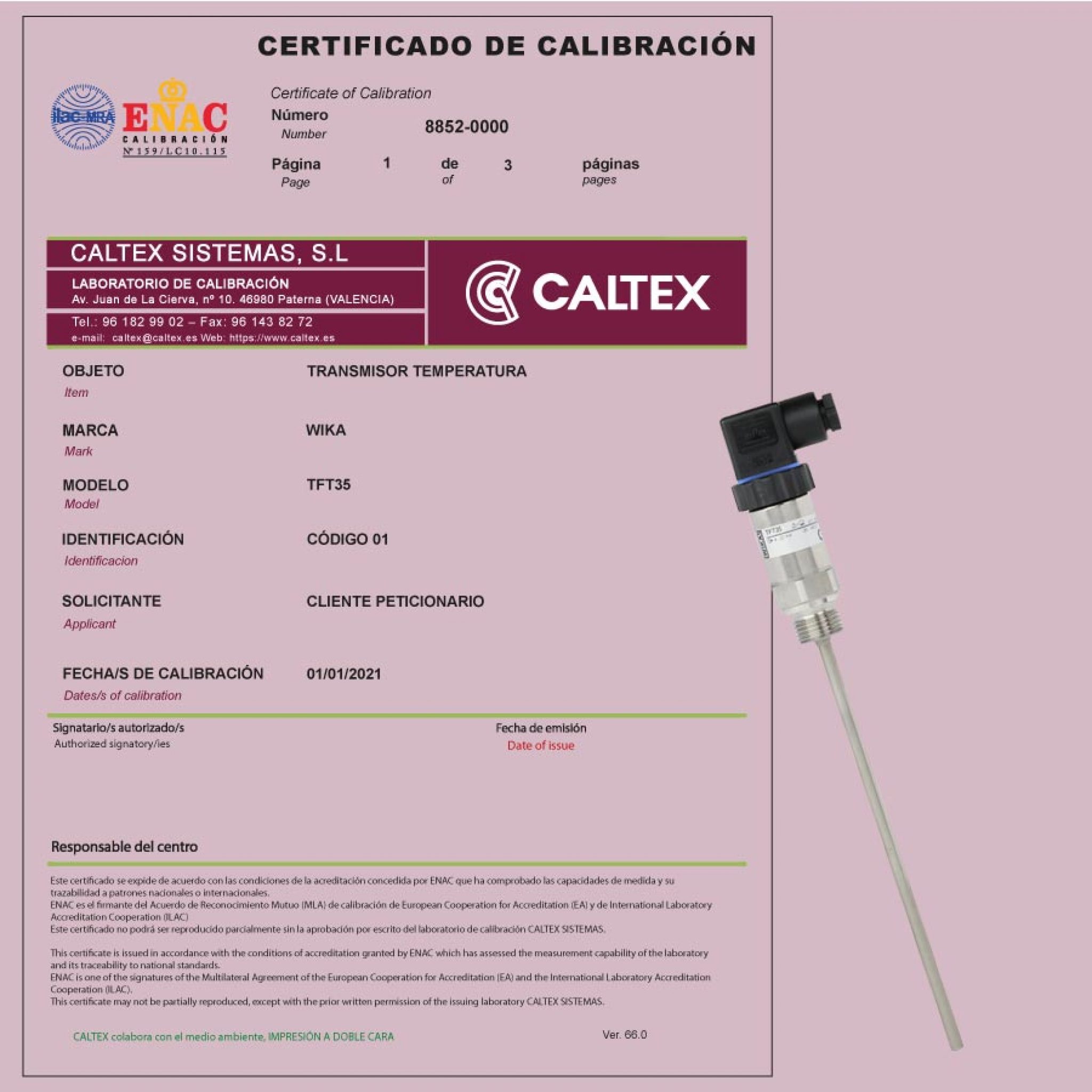 Calibración Transmisor De Temperatura Caltex Certificados Enac